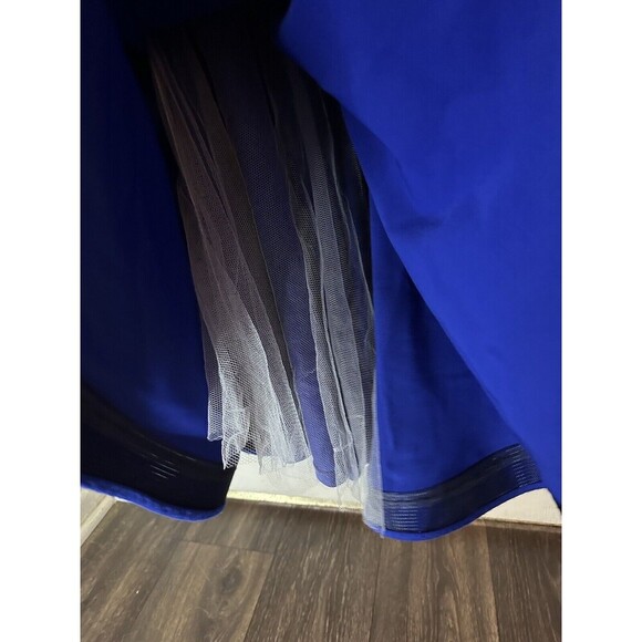 Odrella Royal Blue Event Gown Tassel  Mesh Cut out Beaded Design Size 6 - Picture 16 of 16